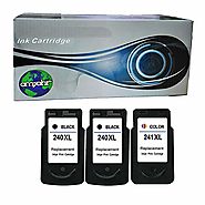 amsahr Remanufactured Replacement Ink Cartridges for Canon PG-240 PG-240XL (2 Black, 1 Color, 3-Pack) Compatible Cano...
