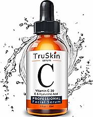 TruSkin Vitamin C Serum for Face, Topical Facial Serum with Hyaluronic Acid, Vitamin E, 1 fl oz