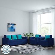 Bharat Lifestyle Desy Fabric 3 + 1 + 1 Blue Sofa Set