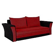 Bharat Lifestyle Leo Fabric Sofa Cum Bed (Red Black)
