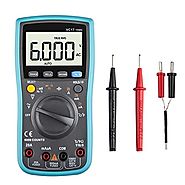 Digital Multimeter, TRMS 6000 Counts Auto Ranging Multi volt meter Tester with test leads for Capacitance Resistance ...