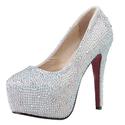 VELCANS Fashion Rhinestone Women Platform Proms Pump High Heels 4.5",Bridal,Party,Wedding Shoes