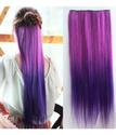 Uniwigs Ombre Dip-dye Color Clip in Hair Extension 60cm Length Rose Red to Dark Purple Straight for Dreamlike Girls T...