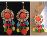 Dazzlers Clip On Earrings - Clip-on Earrings, Bohemian Style with Pom-Pom Tassels
