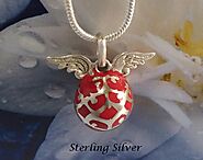 HarmonyBall.net.au - Harmony Necklace, Angel Caller, Sterling Silver, Red Chime Ball