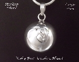 Harmony Ball Pendant - Harmony Necklace with Baby Feet in a Heart, Sterling Silver