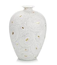 John Richard White Porcelain Vase with Gold Sale 8in W 8in D 13in H | Home Accents At Grayson Living