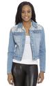 (JV1056) Classic Designs Denim Jacket With Lace Accent in Light Wash Size: L