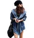 Loel® Fashion Denim Trench Coat Hooded Outerwear Jean Jacket