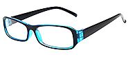 FancyG® Vintage Inspired Classic Rectangle Glasses Frame Eyewear Clear Lens - Blue
