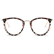 Amomoma Womens Fashion Clear Lens Round Frame Eye Glasses AM5001 Leopard Frame/Clear Lens