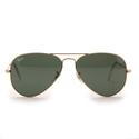 Ray-Ban RB3025 Aviator Large Metal Non-Polarized Sunglasses,Gold Frame/Crystal Green G-15XLT Lens,58 mm