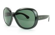 Ray-Ban Women's RB4098 Non-Polarized Jackie OHH II Sunglasses,Black Frame/Green Solid Lens,60 mm