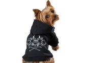 Zack & Zoey Crowned Crossbone Dog Hoodie, Small, 12-Inch, Black