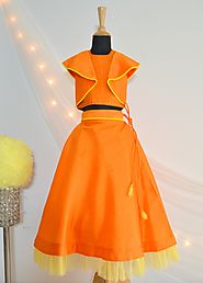 TBT Ruffle Crop Top and Skirt Set- Orange