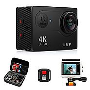 FITFORT Action Camera 4K WiFi Ultra HD Waterproof Sport Camera 2 Inch LCD Screen 12MP 170 Degree Wide Angle 2 Recharg...