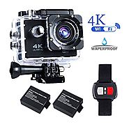 BrosFuture 4k Action Camera with Wifi 30M Waterproof Sports Camera and 2.4G Remote Contral /2 pcs Rechargeable Batter...