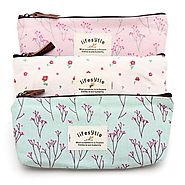 Countryside Flower Floral Pencil Pen Case Cosmetic Makeup Bag Set of 1 by Klicnow