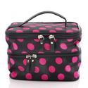 Housweety Unique Dots Pattern Double Layer Cosmetic Bag Black