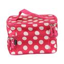 Niceeshop Unique Dots Pattern Double Layer Cosmetic Bag Rose Red (7.48" X 4.65" X 5.31")