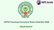 APPSC Panchayat Secretary Mains Final Key 2020 Released |Check here