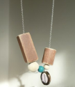 Eco friendly necklace.Geometric strand necklace.Beaded necklace.Wood, glass and ceramic beads.Ready to ship. / ave21.com