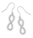 Sterling Silver French Wire Earrings with CZ Infinity Drop / ave21.com