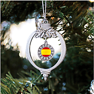 Spain Flag Circle Charm Christmas / Holiday Ornament