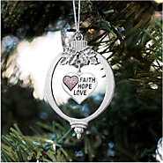 Faith Hope Love Pave Heart Charm Christmas / Holiday Ornament