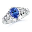 Pear Tanzanite and Round Diamond Vintage Ring