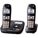 Panasonic KX-TG6592T DECT 6.0 Amplified Sound Cordless Phone with Answering System, Metallic Black, 2 Handsets
