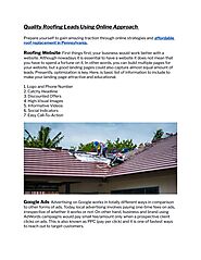 Get Quality Leads For Your Roof Replacement Repair Services Pennsylvania - Shell Restoration