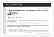 Reasons to consider (or not) Automated Trading
