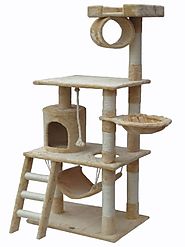 Go Pet Club 62" Cat Tree Condo Furniture Beige Color