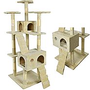 BestPet New Cat Tree Scratcher Play House Condo Furniture Toy Bed Post Pet House, 73-Inch, Beige