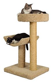 Molly and Friends "Simple Sleeper" Premium Handmade 2-Tier Cat Tree with Sisal, Model 23, Beige, Colors May Vary