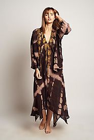 Buy Silver Oak Shanti Set Online - Brown Maxi Dress And Kimono