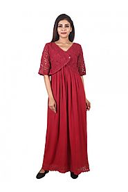 9teenAGAIN Women's Rayon Maternity & Nursing Wear Dress (Scarlet) - Maternity Wear