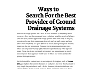 Ways to Search For the Best Provider of Ground Drainage Systems