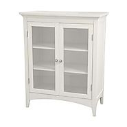 Elegant Home Fashions Madison Collection Shelved Double-Door Floor Cabinet, White