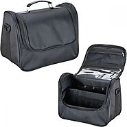 HK3605 - Black Soft_Sided Travel Makeup Case with Mesh and Clear Pockets Online