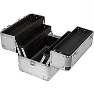 2 Tiers Cantilever Trays Makeup Case Clear Top w/ Mirror Online - JustCase C0002
