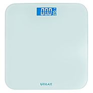 Digital Body Weight Bathroom Scale by Utilax, Show Room Temperature, Sleek Design, Backlit Display, 6 mm Tempered Gla...