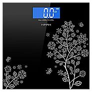 Hippih 400lb / 180kg Electronic Bathroom Scale with Tempered Glass Balance Platform and Advanced Step-On Technology, ...
