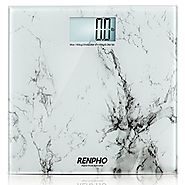 RENPHO High Accuracy Digital Bathroom Scale 400lb 180kg with Elegant Marble Pattern, Regular Size - White Marble