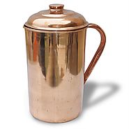 Pure Copper Pitcher (in/ out) with lid cover 56 oz Jug Ayurveda Yoga H – Biz2Frnds