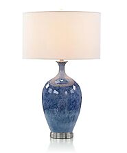 John Richard Cerulean Blue Porcelain and Brushed Nickel Table Lamp | Lamps & Lightings At Grayson Luxury