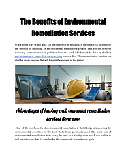 The Benefits of Environmental Remediation Services