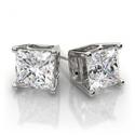 18K Gold and 0.25 Carat H Color VS Clarity Princess Diamond Stud Earrings