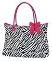 Quilted X-Large Zebra Print Overnight 18" Tote Bag Monogram Ready